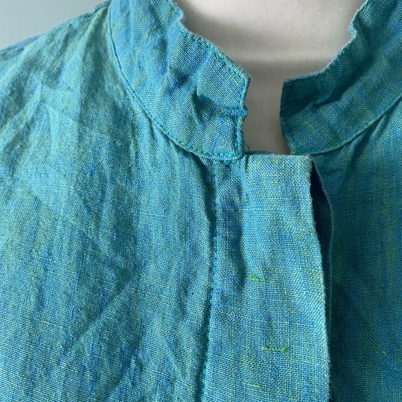 Bryn  Walker Teal linen blouse - Picture 10 of 12